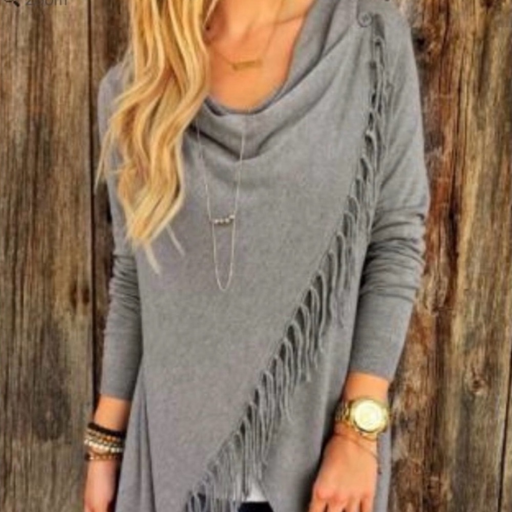 NWOT Fringe Shawl Sweater